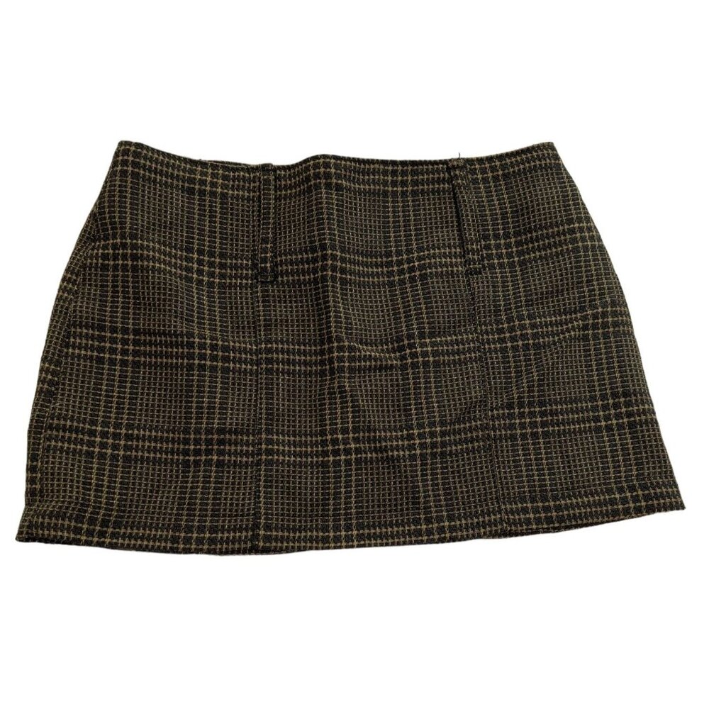 MIMCHIK Wool Mini Skirt in Black Plaid